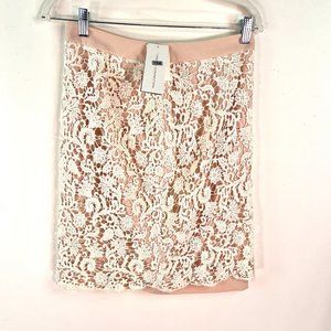 French Connection Lace Overlay Skirt Womens Size 6 Beige